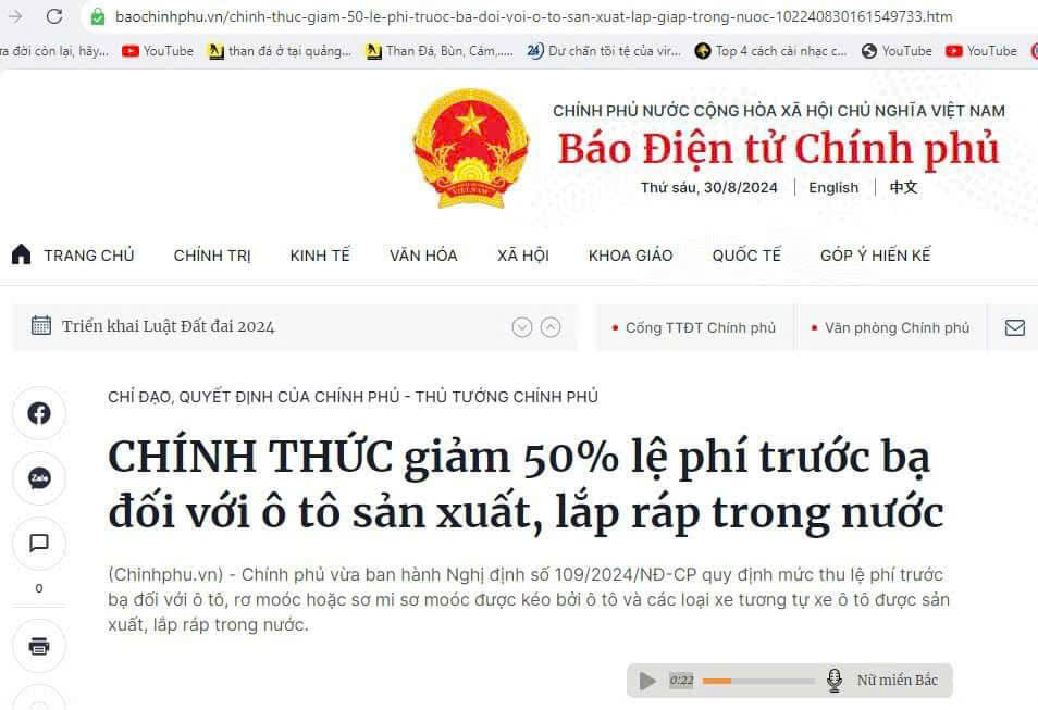  CHÍNH THỨC từ ngày 1/9/2024 Chính phủ giảm 50% lệ phí